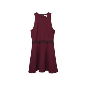 Elizabeth and James Burgundy Stitch Accent Mini Dress Size 4 Small Sleeveless